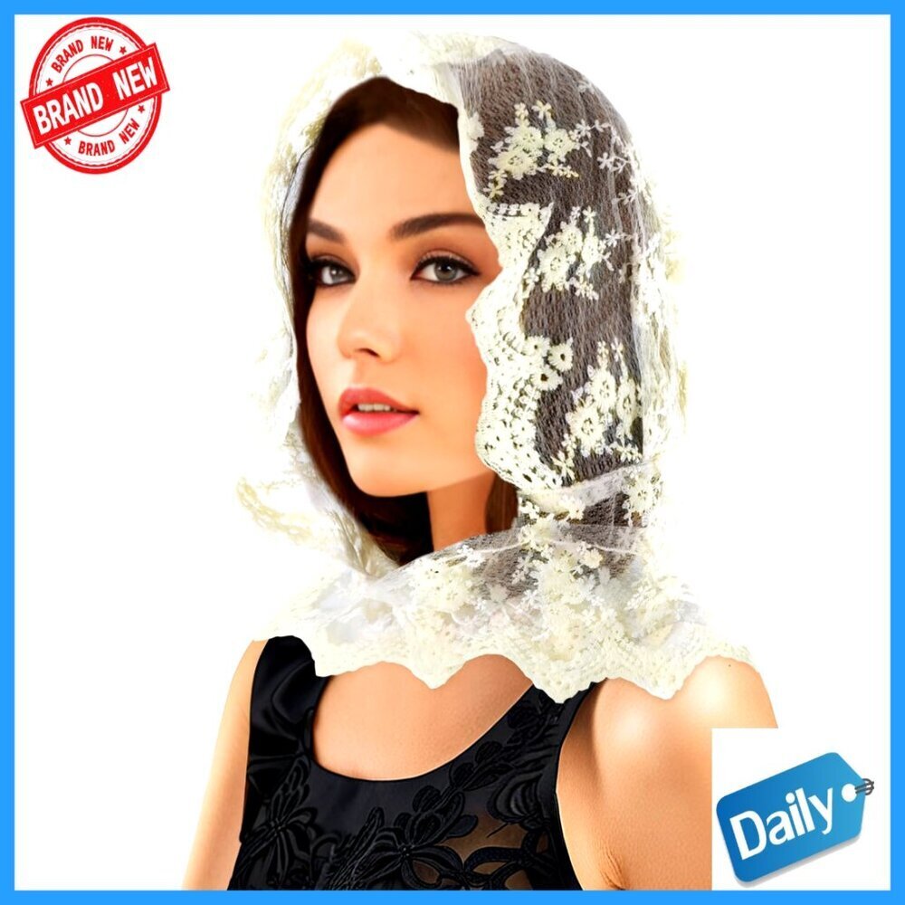 Vintage Lace Head Wrap Veil, One Size, Polyester, Bridal Church Wear